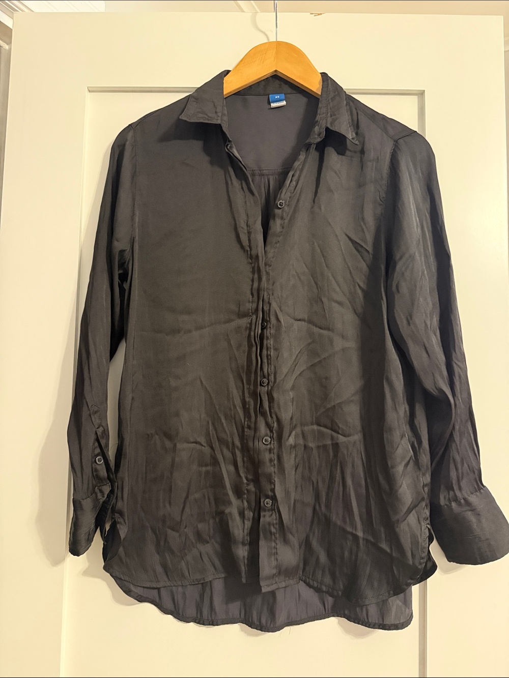 Old Navy Black Semi-Sheer Button-Up Shirt